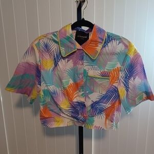 Le Superbe - NWT - Extra Dessert Palm Camp Shirt Bright Multi Colored - Size 6